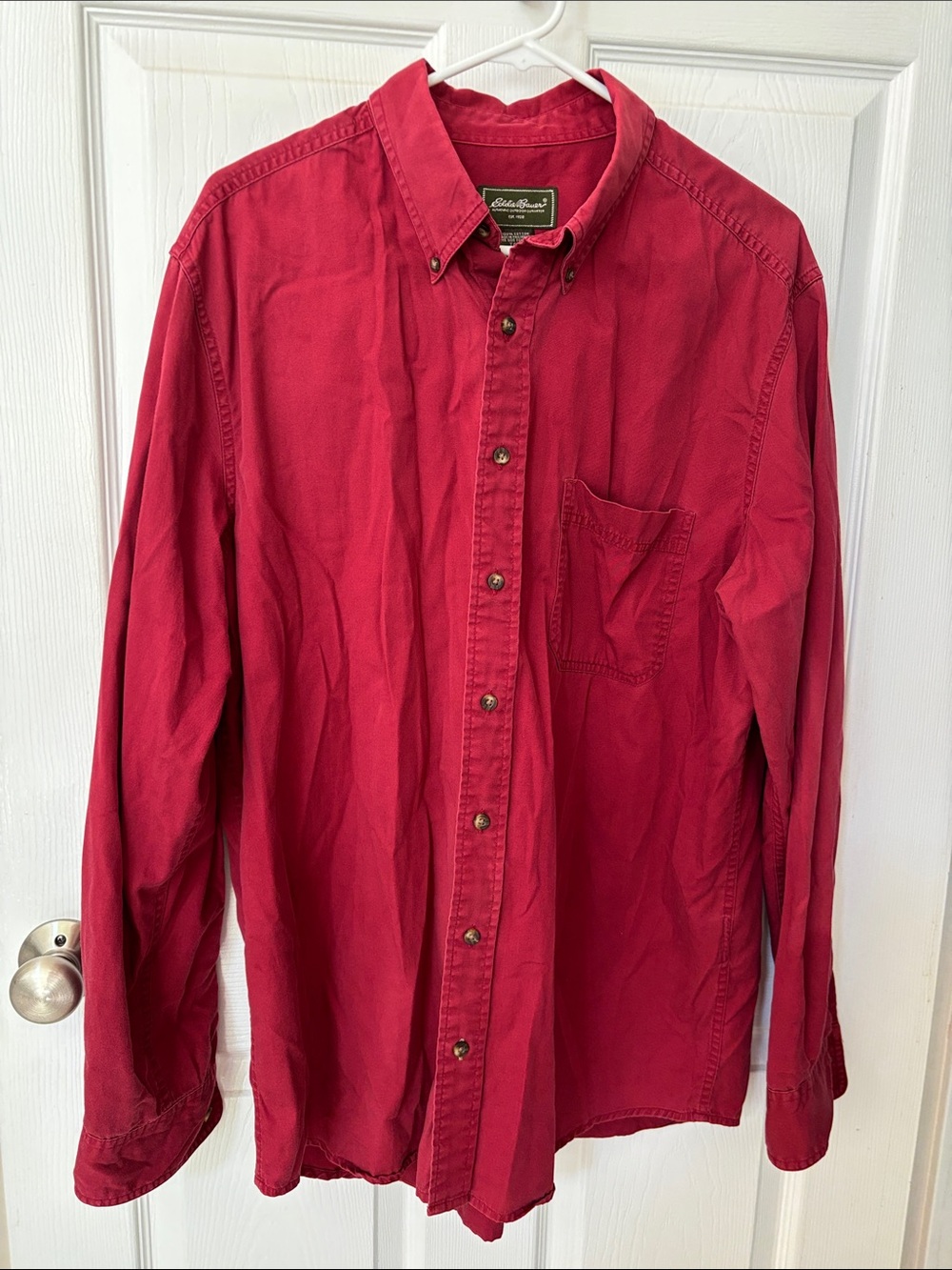 Eddie Bauer Deep Red Casual Button-Down Shirt